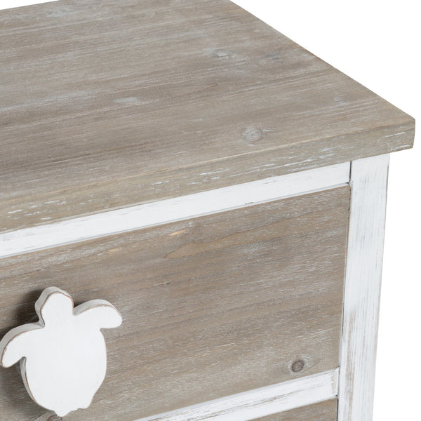 Crestview Collection Coastal Accent Chest - Rustic Wood Storage With Whimsical Turtle Handles, No Assembly Needed! White Solid Wood Cvfzr6203