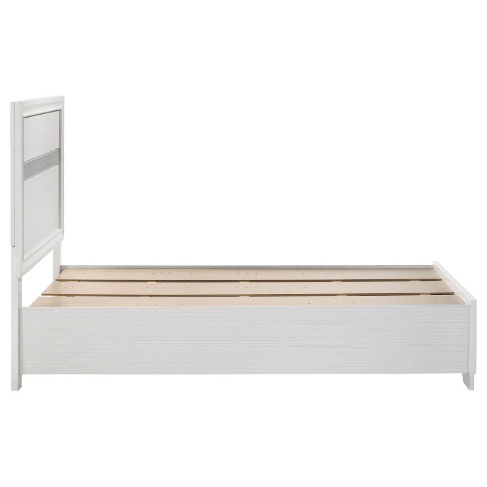 English Elm Urbana White Twin Storage Bed With Glamorous Glitter Panels & Convenient Slide-Out Drawers B062S00692-GIGA