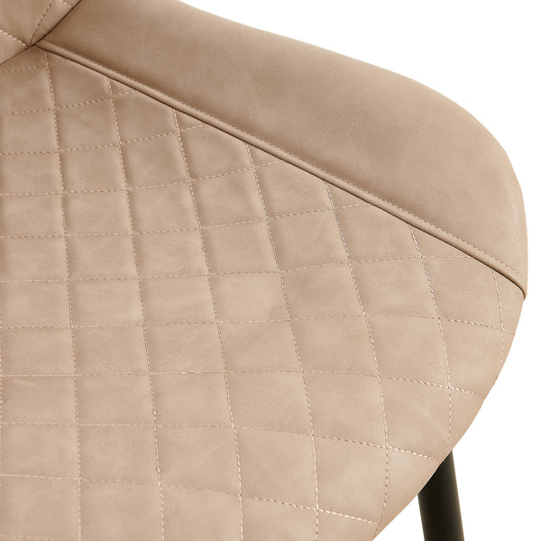 English Elm Beige Leathaire Dining Chairs Set of 2 — Mid-Century Armless Upholstered Side Chairs with Metal Legs W1164P225827