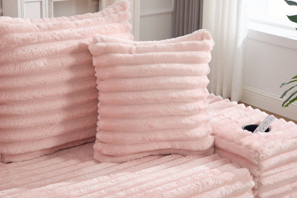 English Elm Oversized Corduroy Cloud Couch Convertible Sleeper Sofa with Memory Foam Seating Pink W395S00121