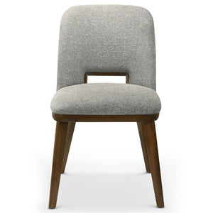 English Elm Ashcroft Furniture - Blake Mid-Century Modern Light Grey Fabric Dining Chairs Set of 2 with Walnut Wood Legs, Plush Upholstery and Durable Frame for Dining, Study, Living Spaces B183P232020