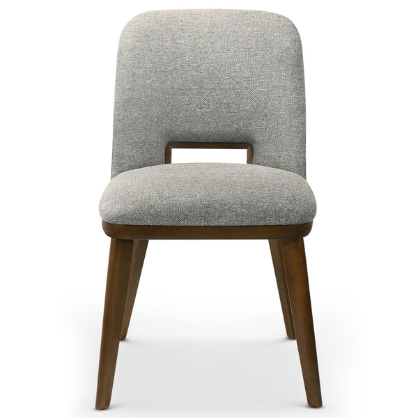 English Elm Ashcroft Furniture - Blake Mid-Century Modern Light Grey Fabric Dining Chairs Set of 2 with Walnut Wood Legs, Plush Upholstery and Durable Frame for Dining, Study, Living Spaces B183P232020