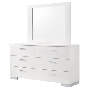 English Elm Dulcey High Gloss White Lacquer 6 Drawer Dresser with Coordinating Wall Mirror B062S01728