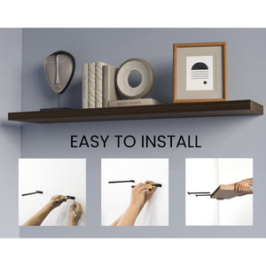 English Elm Dark Oak Rich-Grain Floating Shelf 47.3" x 9.8" Set of 2 — Concealed Mounting, Sturdy Melamine Elegance B062P380036