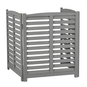 English Elm 3-panel Slatted Wood Outdoor Privacy Screen for Ac Units Trash Enclosures Gardens Grey W2640P272033