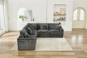 English Elm M5444 Modular Fabric Sofa Sectional In Dark Grey - 4 Seats & Versatile Wedge, Perfect For Any Space! W1805S00142