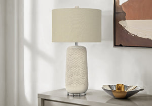 English Elm Lighting, 31" Cream Ceramic Table Lamp With Beige Shade - Contemporary Boho Accent For Any Room B2710P220072