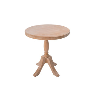 English Elm 23.6'' Round Wooden End Table with Adjustable 24.4/28.4'' Stands, Solid Wood Rustic Beige Accent Table W3426P385596