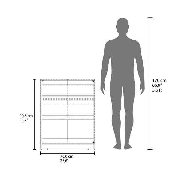 English Elm Shoe Modern 3‑Door Concealed Shoe Cabinet with 3 Shelves, Sturdy Legs, Compact Engineered Wood Storage Brown 39.37 L x 19.29 W x 5.91 H B097P350295