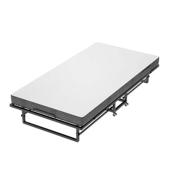 English Elm Portable Rollaway Guest Bed with Memory Foam Mattress Steel Frame and Storage Wheels T3210P471560
