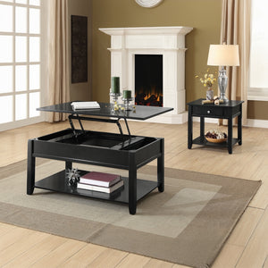 English Elm Black Rustic End Table with Bottom Shelf, 22" Square Wood Top, Sturdy Legs, Open Storage & Display B062P209100