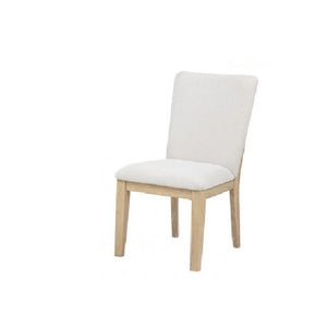 English Elm Upholstered Beige Fabric Dining Side Chairs Set of 2 with Bentwood Oak Frame B011P474697