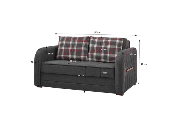 English Elm PrimeNest Flyte Collection Upholstered Convertible Loveseat with Storage, Chenille Sleeper for Small Spaces Gray B030P281817