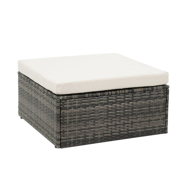 English Elm Patio 6-Piece Pe Wicker Furniture Set With Glass Coffee Table – Stylish Outdoor Seating For Relaxation W1703S00025-GIGA