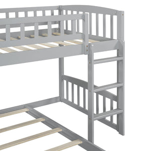 English Elm Twin Over Kids Bunk Bed with Built-in Slide Solid Pine Frame Gray Finish LT100514AAE