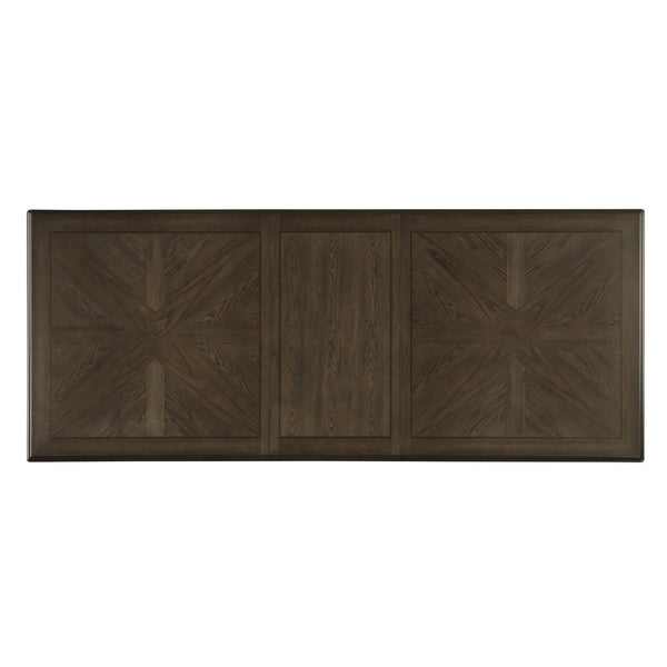English Elm Traditional Trestle Dining Table Oak Walnut Veneer with Self Storing Leaf Seats Ten B011S00920
