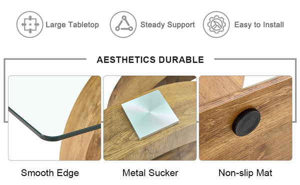 English Elm 1 Contemporary Dining Set With Clear Tempered Glass Table & 6 Brown Fabric Chairs For Modern Homes W1151S04028