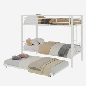 English Elm Heavy-duty Metal Twin over Twin Bunk Bed with Noise-Reducing Design, Safety Rail, Ladder, 350lb Capacity White W1935P300342