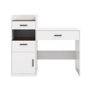English Elm 3-in-1 Vanity Desk Flip Mirror Glass Top Hidden Storage Compact White Bedroom N704P391337K
