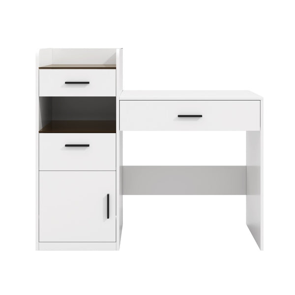 English Elm 3-in-1 Vanity Desk Flip Mirror Glass Top Hidden Storage Compact White Bedroom N704P391337K