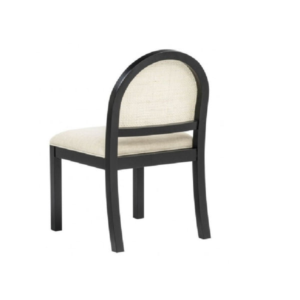 English Elm Set of 2 Rattan Back Dining Chairs Upholstered Seats Solid Wood Legs Farmhouse B011P474552
