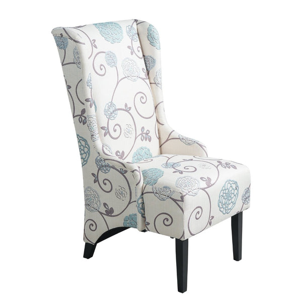 English Elm Dining Chair Wingback High Back Upholstered Seat with Tapered Birch Legs Modern Formal N767P401040M