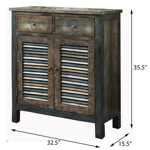 English Elm Antique Vintage-Inspired Teal Console Table with Two Drawers and Spacious Cabinet, Durable Wood Legs Oak B062P189094