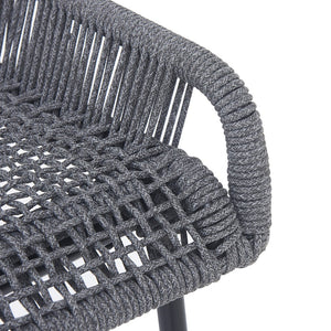 English Elm Christopher Knight Home® - La La Push outdoor rope bar stool set of 2 — brown woven polyester seat with rust‑resistant black iron frame Dark Gray N775P176900D