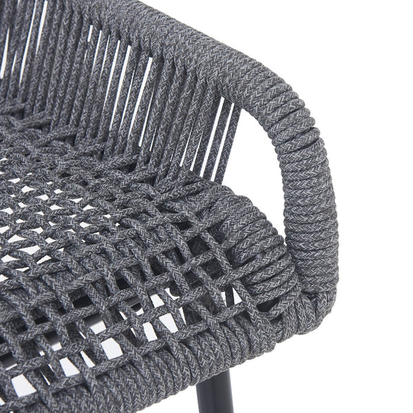 English Elm Christopher Knight Home® - La La Push outdoor rope bar stool set of 2 — brown woven polyester seat with rust‑resistant black iron frame Dark Gray N775P176900D