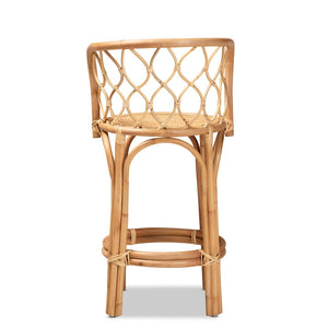 English Elm Modern Handwoven Rattan Counter Stool with Curved Back for Kitchen Island Seating B2750P470026
