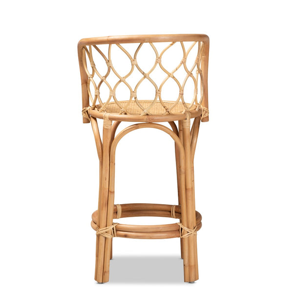 English Elm Modern Handwoven Rattan Counter Stool with Curved Back for Kitchen Island Seating B2750P470026
