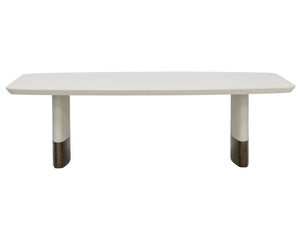 Sunpan Calida 98" Dining Table - Stylish Cream Faux Leather with Gold Stainless Steel Base for Elegance