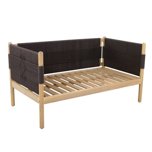 English Elm Outdoor Acacia Wood Loveseat Handwoven Rope Weave Patio Seating with Cushions Black,Cream,Light Teak N768P361444L