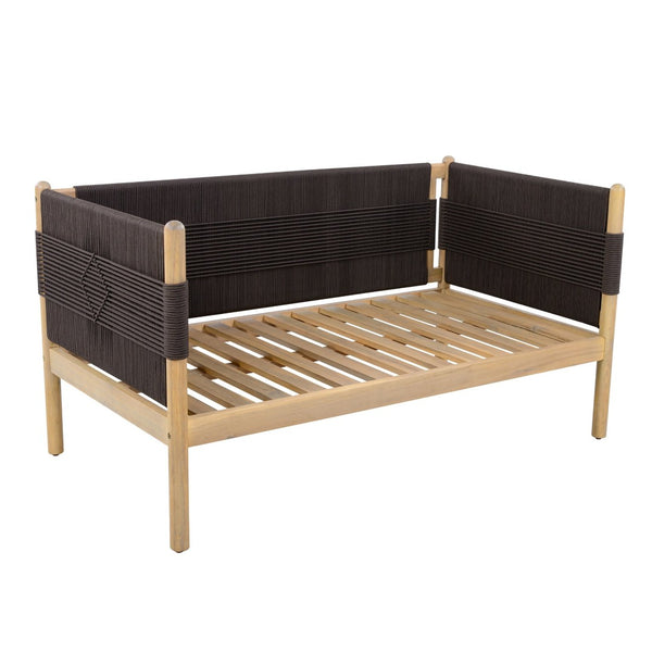 English Elm Outdoor Acacia Wood Loveseat Handwoven Rope Weave Patio Seating with Cushions Black,Cream,Light Teak N768P361444L