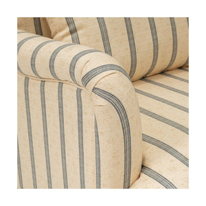 JLA Home Martha Stewart - Accent Amanda Accent Chair — Tailored Stripe Upholstery, Reclaimed Natural Wood Legs, Plush Lumbar Support for Living Rooms, Bedrooms, Nooks MT100-0184