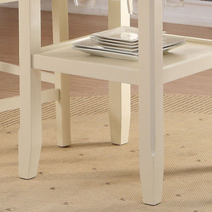 English Elm Cream 2-Shelf Counter Height Table with Drop Leaves & Stemware Storage, Space-Saving Round Design, Sturdy Wooden Legs B062P209317