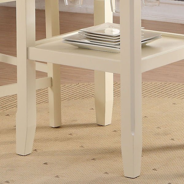 English Elm Cream 2-Shelf Counter Height Table with Drop Leaves & Stemware Storage, Space-Saving Round Design, Sturdy Wooden Legs B062P209317