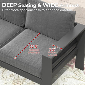 English Elm 2-pack Outdoor Cast Aluminum Armchairs with Uv Resistant Olefin Cushions for Patio Gray+Gray B082P454995