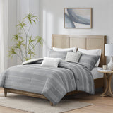 Madison Park Drew Artisan 5 Piece Clipped Jacquard Comforter Set with Throw Pillows MP10-8161 Gray