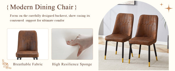 English Elm Table Set: Elegant Black Wood-Grain Dining Table With 8 Comfortable Brown Techno-Fabric Chairs W1151S04170-GIGA