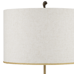 Codorniz Brass Table Lamp - Elegant Quail-Inspired Design with Natural Linen Shade & Black Marble Base