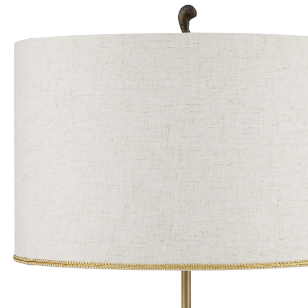 Codorniz Brass Table Lamp - Elegant Quail-Inspired Design with Natural Linen Shade & Black Marble Base