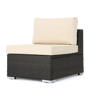 English Elm Christopher Knight Home® - SANTA Rosa Armless Outdoor Chair with Aluminum Frame, Water-Resistant Cushion, Wicker Design, 33"D x 25"W Multi 57466.00ALUMBRN