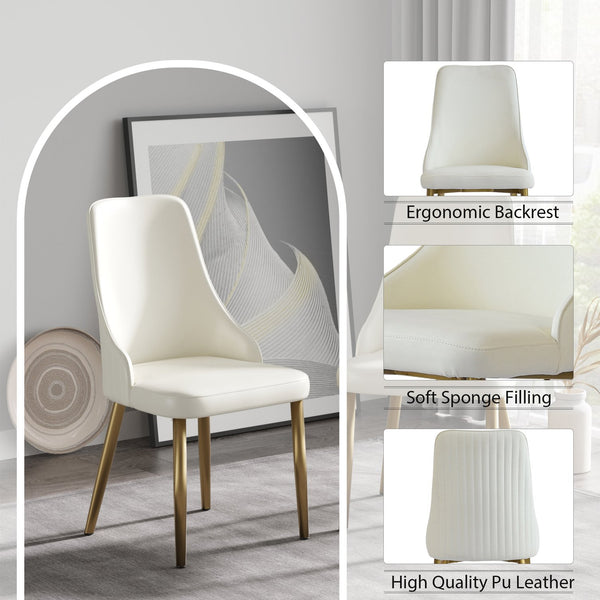 English Elm Modern PU sponge-filled dining chair with faux leather, foam comfort, metal legs and 280lb capacity Beige W1535119452