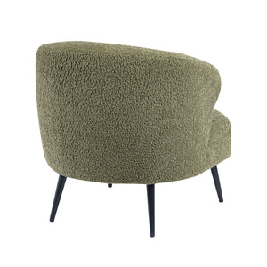 English Elm Luxury Boucle Accent Chair with High-Density Foam, Curved Mid-Century Design, Plush Seat Comfort Green 26.5 L x 29.5 W x 22 H B011P283280