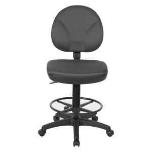 OSP Home Furnishings Sculptured Ergonomic Drafting Chair with Lumbar Support Padded Seat and Footring Shale DC550-295