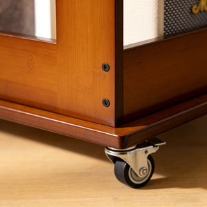 English Elm Bamboo Folding Side Table with Integrated Storage for Bedroom or Sofa Spaces W2641P454908