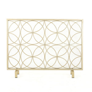 English Elm Fire Screen Handcrafted Iron Geometric Mesh Spark Guard for Modern Living Rooms 61125.00GLD