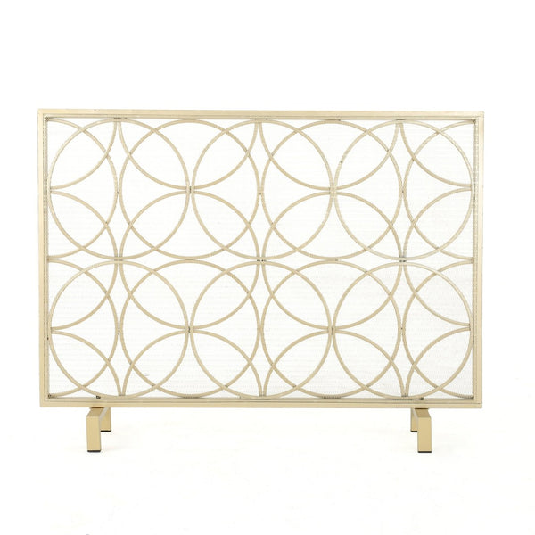 English Elm Fire Screen Handcrafted Iron Geometric Mesh Spark Guard for Modern Living Rooms 61125.00GLD