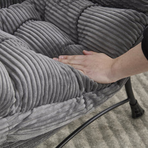 English Elm Lazy Chair Plush Ottoman Lounge Chair with Ergonomic Back, Side Pocket, Steel Frame Comfort Grey W640P271551